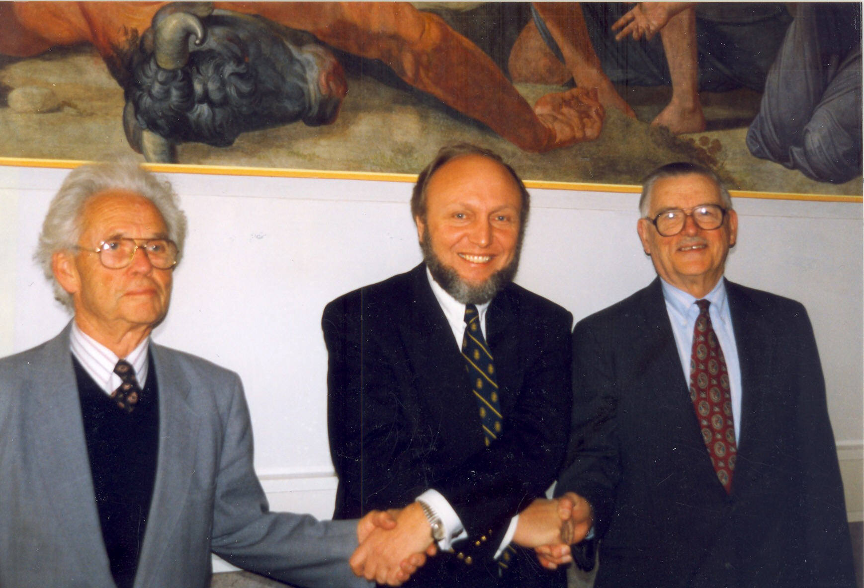 Richard Musgrave (left) with Hans-Werner Sinn (center) and James Buchanan (right) in 1998.