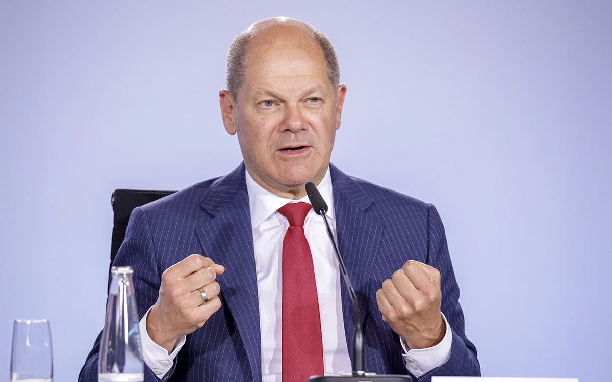 Bundesfinanzminister Olaf Scholz bei der Pressekonferenz. picture alliance / photothek | Thomas Imo